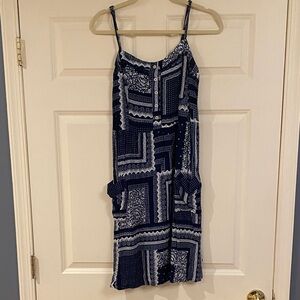 Knox Rose Navy and White Bandana-Print Midi Dress